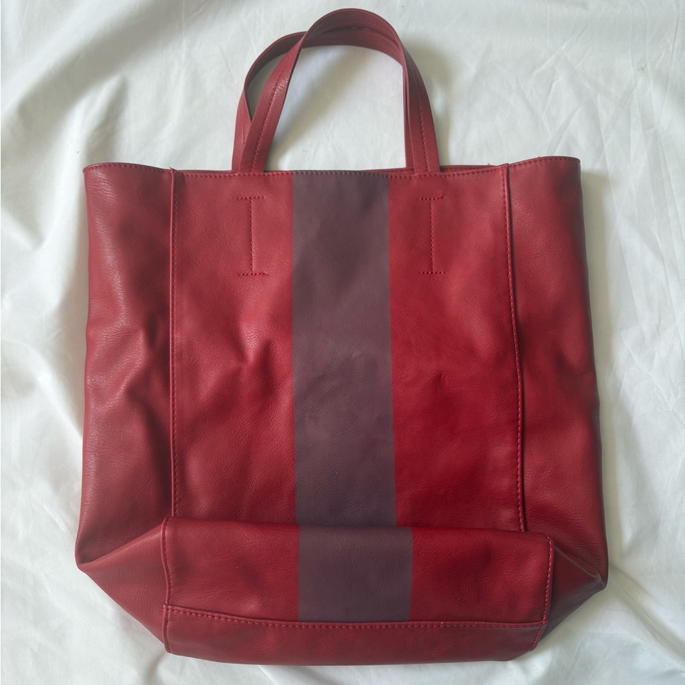 Red vegan Leather Tote Bag
